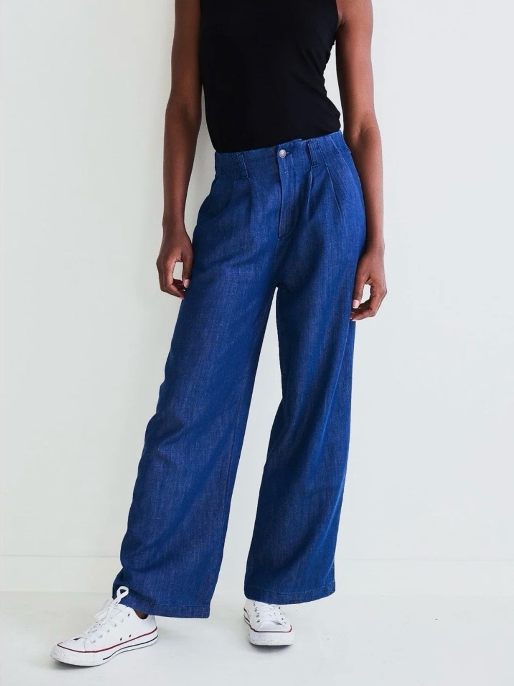 Ruti Ebb and Flow Wide Leg Denim Pants Dark Wash Size 1 Cotton Linen EUC - Picture 2 of 14